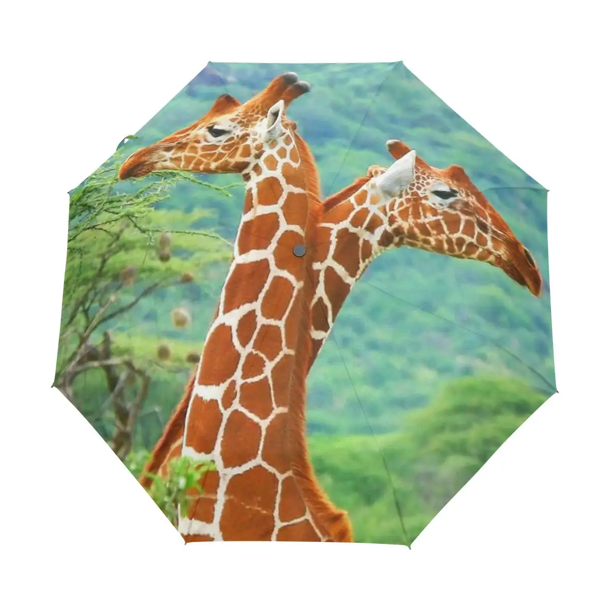 Imagem -04 - Adorável Girafa Animal à Prova de Vento Guarda-chuvas de Viagem Pastagem Criaturas Dobrável Guarda-chuva de Chuva Compacto Leve para Adolescentes Adultos