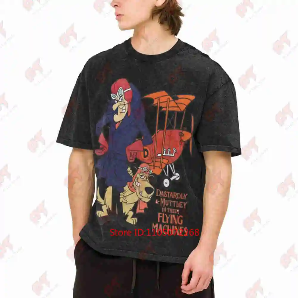 Dastardly And Muttley In Their Flying Machines Hanna Barbera Vintage Washed Tee Pure Cotton T-Shirt