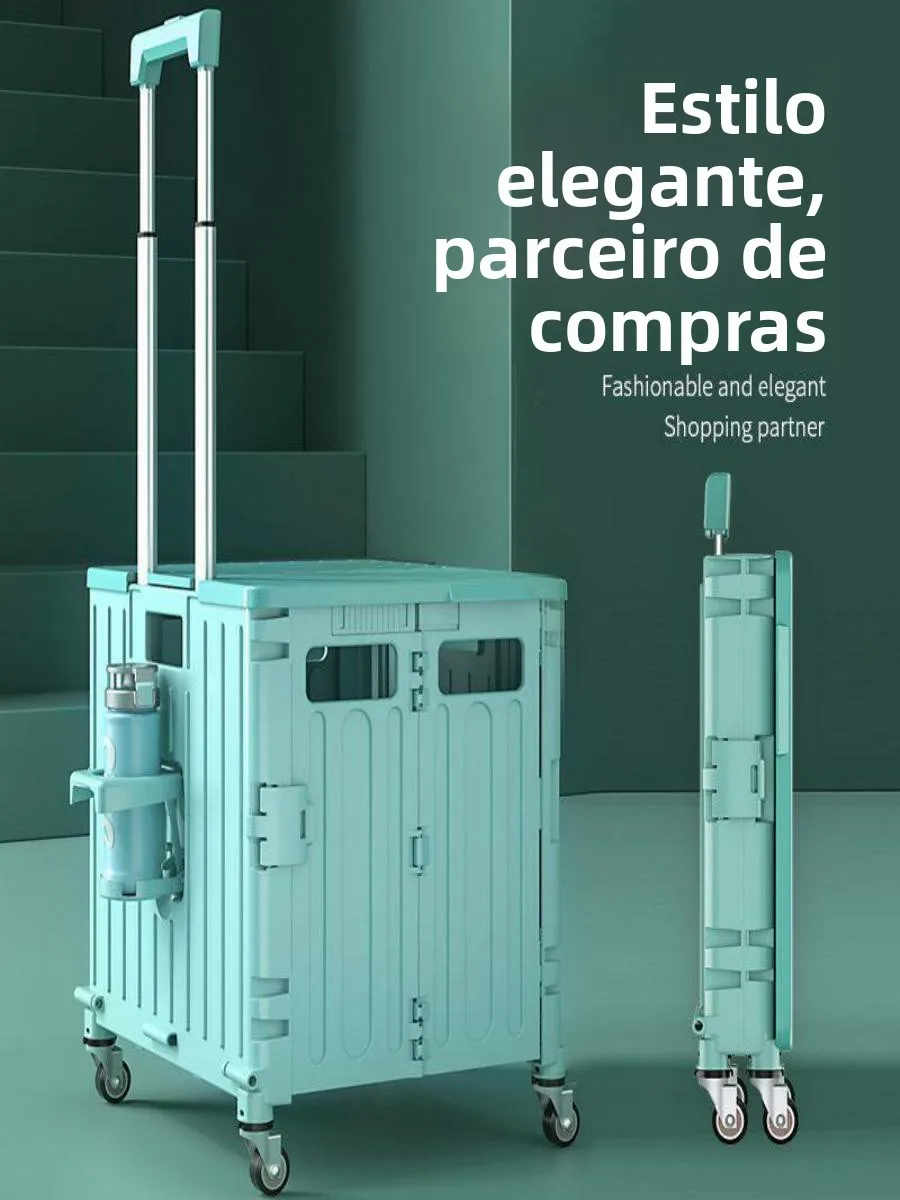 ポータブル小型ショッピングカート野菜買い物カート手引き式トロリー積み重ね可能家庭用便利なプラスチック素材