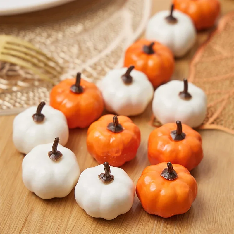 Halloween Pumpkin Decorations Solid Color Artificial Pumpkins Fall Harvest Thanksgiving Tabletop Centerpieces for Home