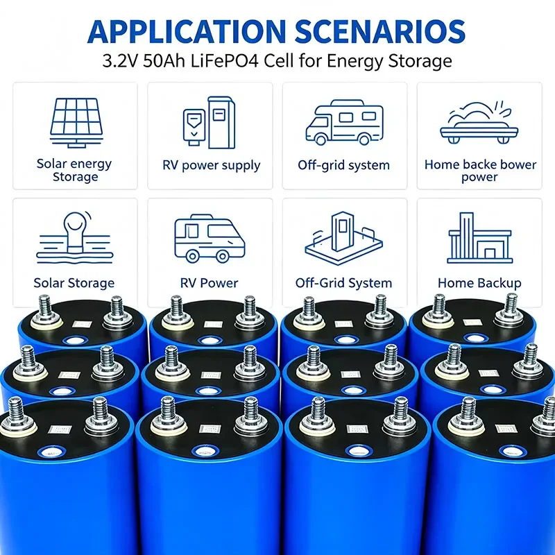 New Full Capacity 60145 3.2V 50Ah LiFePO4 Battery DIY 12V 24V EV RV Golf Cart Start Lithium Iron Phosphate Rechargeable Battery