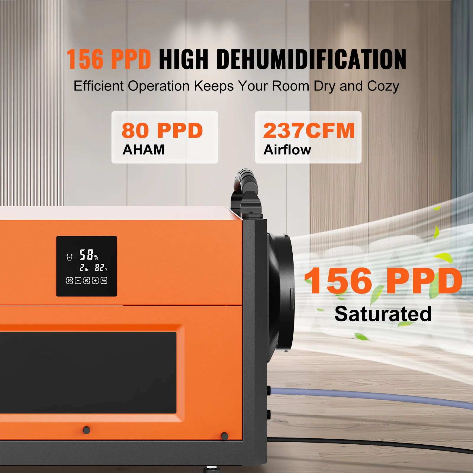 مزيل الرطوبة التجاري SucceBuy 156 Pints مع خرطوم لمساحات الزحف والطابق السفلي للمستودعات ومواقع العمل تلقائية تذويب الصقيع CSA المدرجة