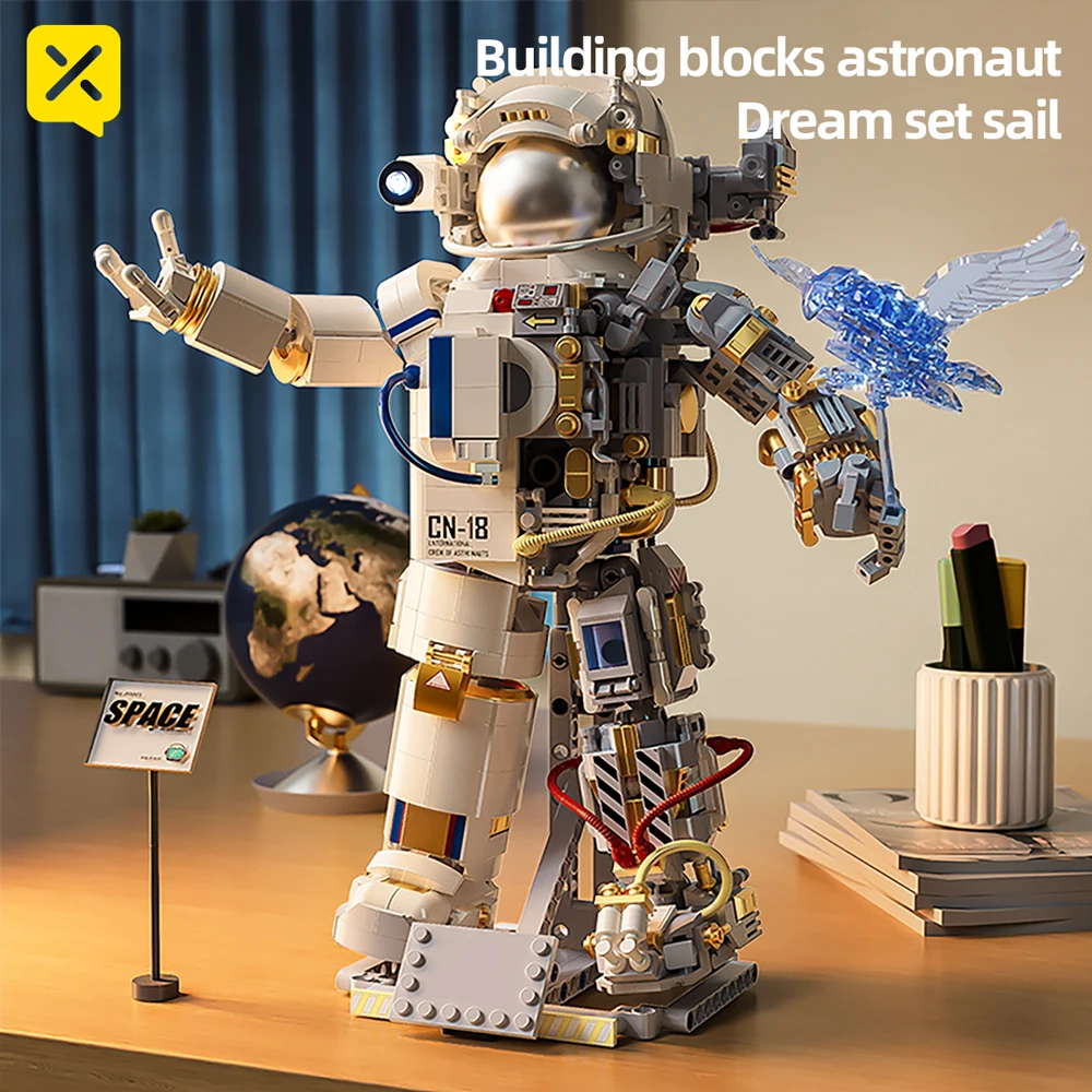 

Astronaut Building Blocks Spaceman DIY Brick Toy Decor Metal Parts Educational Construction Kit for Kids Adults Space Theme Gift