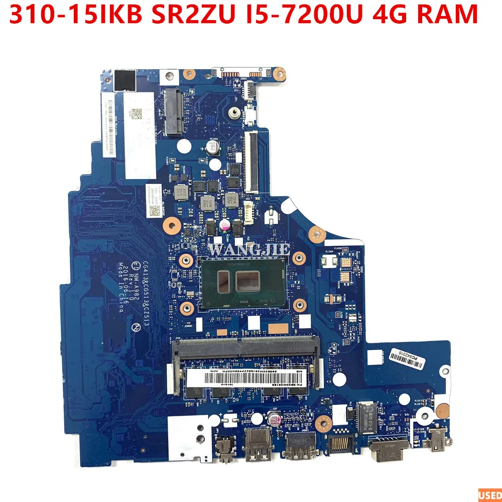 

Laptop Motherboard For Lenovo ideapad 310-15IKB MAIN BOARD SR2ZU I5-7200U 5B20M29185 CG413 CG513 CZ513 NM-A982 100% Working