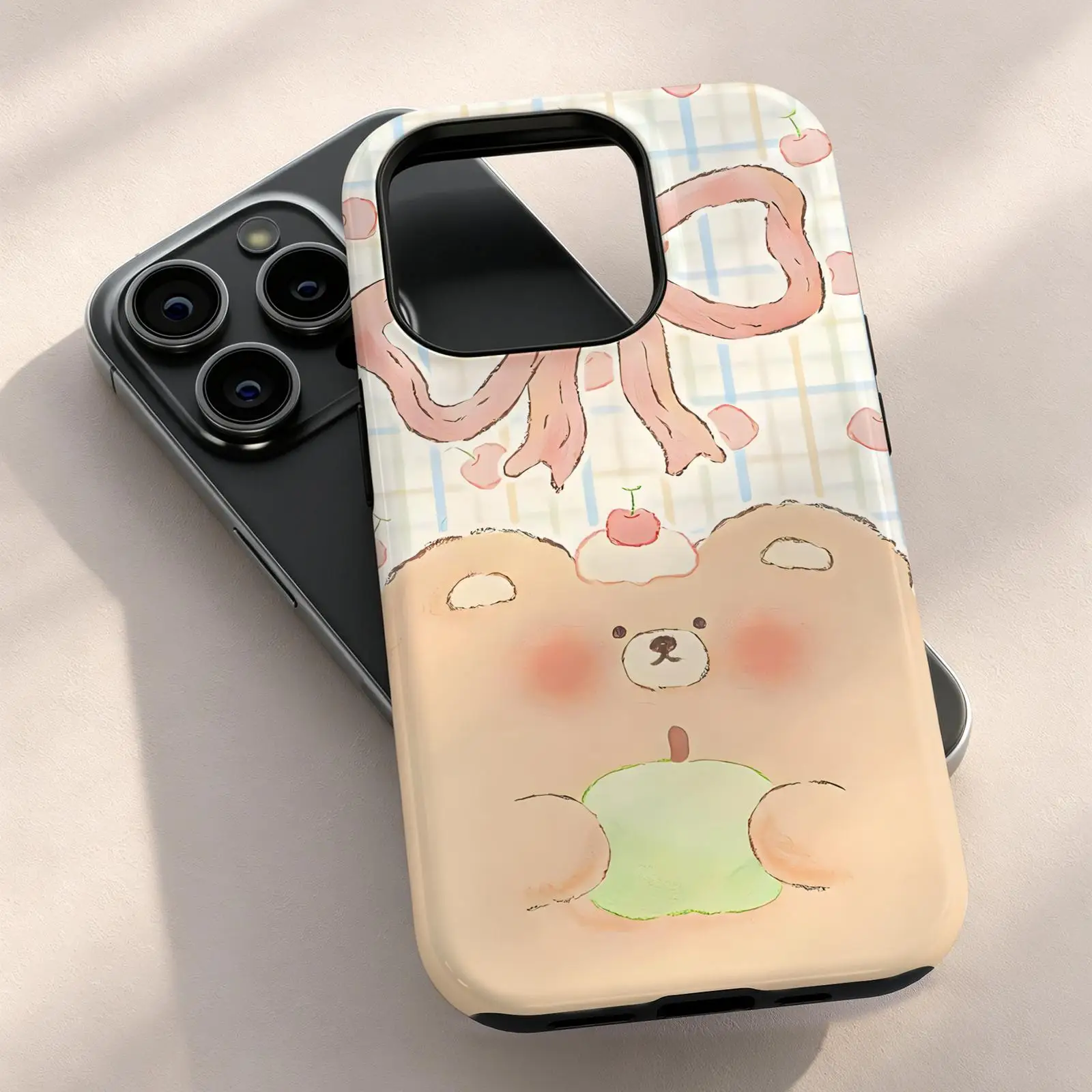 Phone Case For iPhone17 16 16e 15 14 13 12Plus Pro Max Glossy Magnetic Film Case Cute little bear view 2