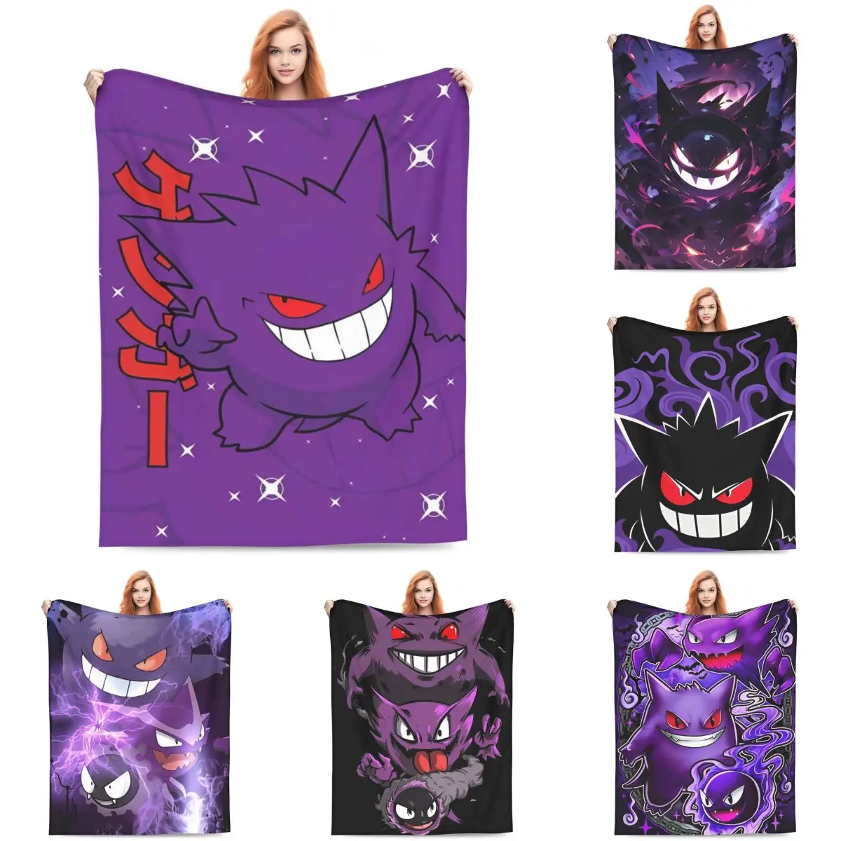 Pokemon Gengar Anime Blanket Quality Soft Warm Popular Game Throw Blanket Winter Decorative Bedroom Fashion Bedspread