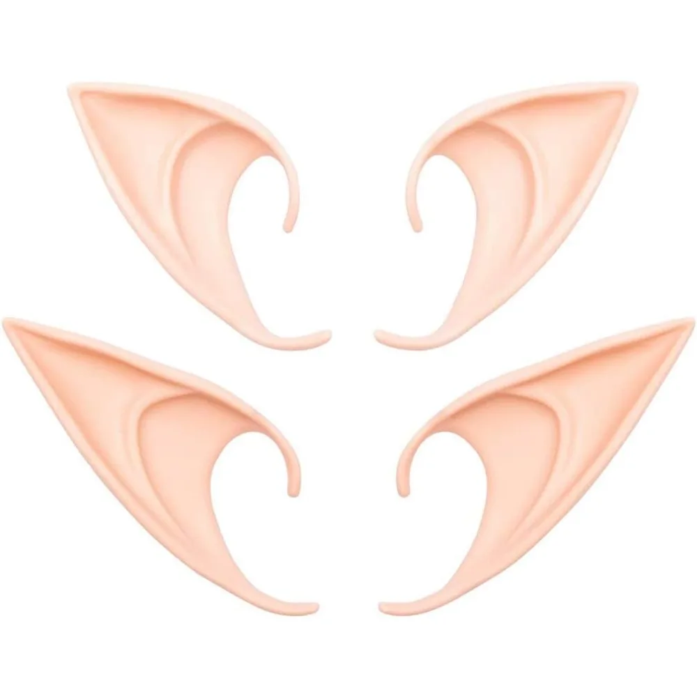 Orejas de elfo puntiagudas y suaves, accesorios de disfraz para cosplay, para hadas, duendes, fiestas de anime, disfraces de Halloween, Navidad, mascarada, 2 pares