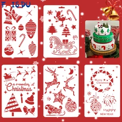 FAIS DU Christmas Animal Print Cake Stencil Templates Decoration Reusable Cake Cookies Baking for Stencil Diy Craft Painting