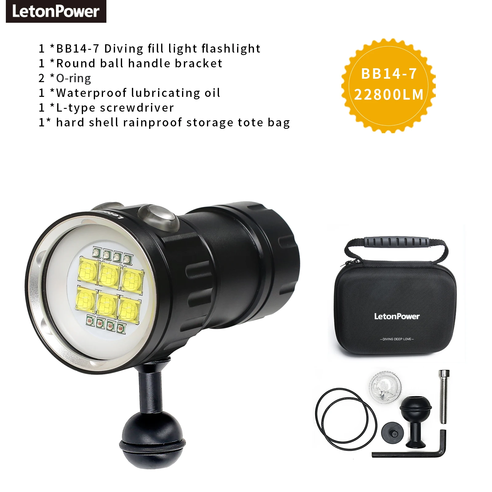 LetonPower Underwater Photography Light Black 9