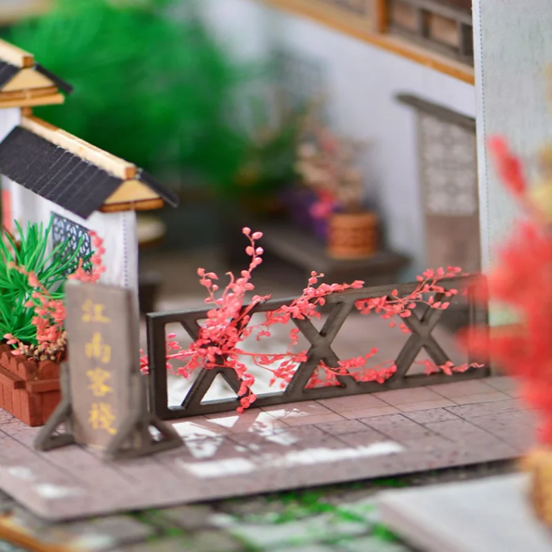 OUZEY Water Town Inn DIY، نموذج خشبي ثلاثي الأبعاد على الطراز الصيني، هدية العمارة القديمة للمراهقين #5