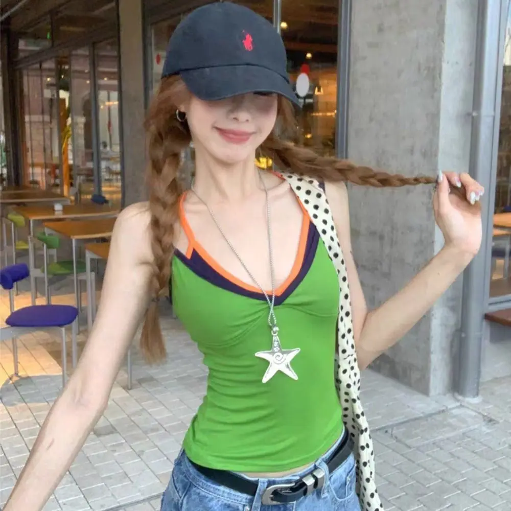 New False Two-piece Camisole Vest Slim Fit Strappy Summer Top Sexy Design Bottoming Shirt Summer