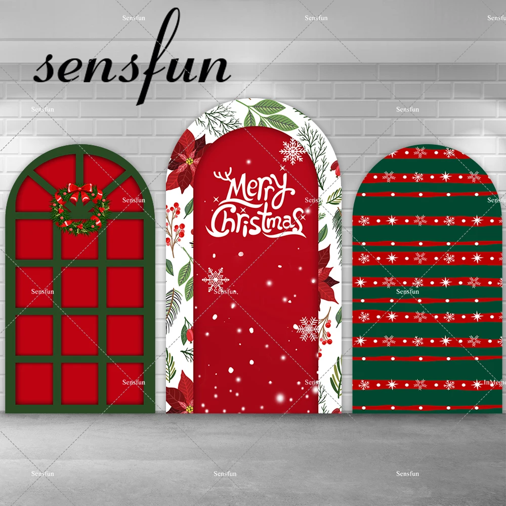 غطاء خلفية قوس كريسماس سعيد ، باب أحمر وأخضر ، عيد الميلاد ، ديكور حفلات حائط كيارا ، خلفيات تصوير