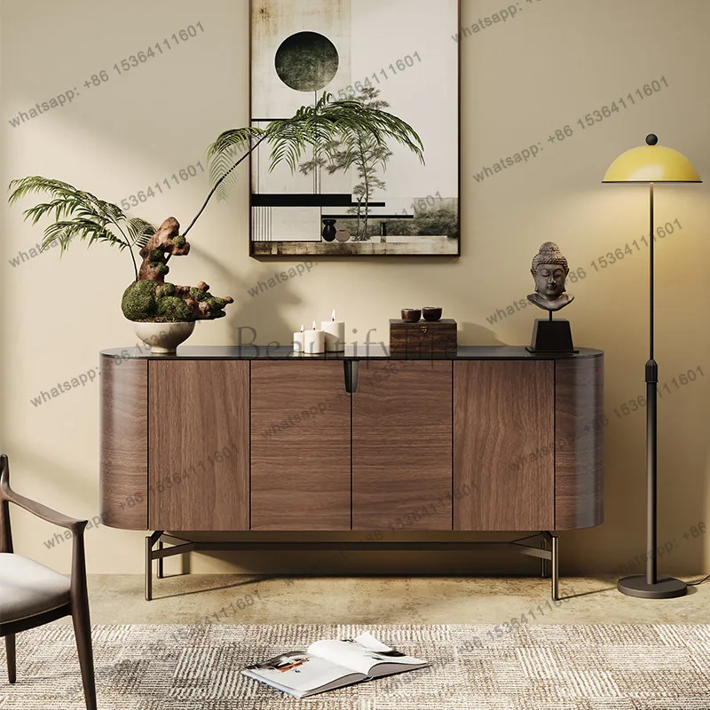 

Italian light luxury dining side cabinet rock slab entrance living room storage shoe cabinet