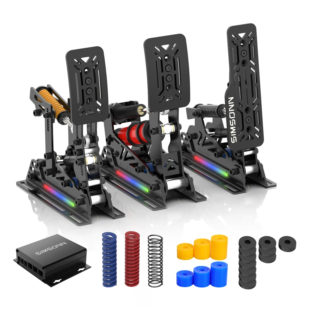 SIMSONN Professional Racing Simulator Pedals True Force Feedback Steering Wheel Game Controllers for PC Drive Applications