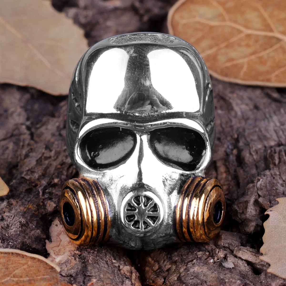 Stainless Steel Men Rings Punk Gothic Amulet Medical Gas Mask Ph.D Chemistry Doctor for Male Boy Jewelry Creativity Gift