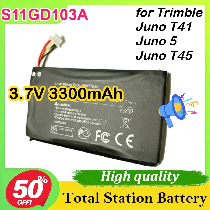 S11GD103A 3.7V 3300mAh for Trimble Juno T41, Juno 5, Juno T45 Slate Li-ion Replacement Battery