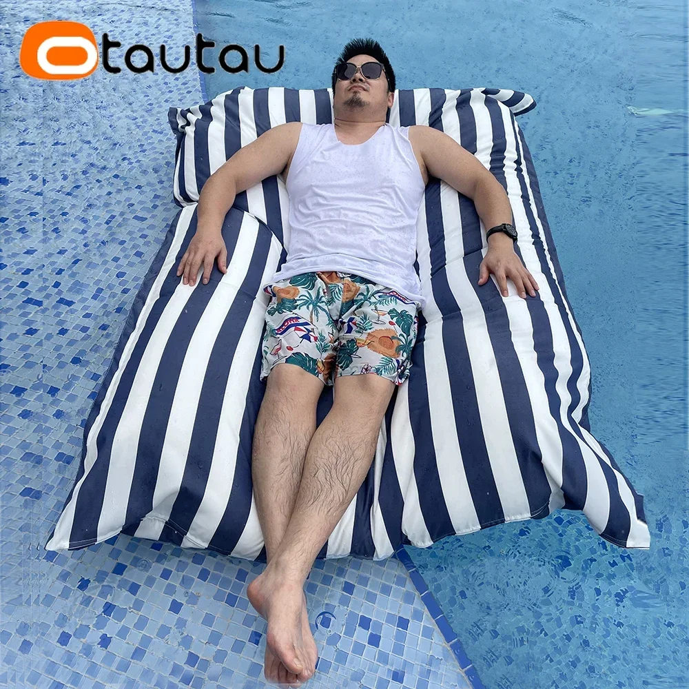 OTAUTAU New Upgraded 140x180cm Bean Bag Cover with Inner Liner Without Filler Home Outdoor Pool Float Waterproof Pouf Saon DD096