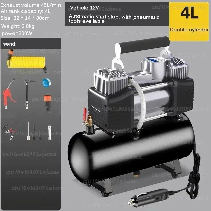 Portable Silent Oil-Free Air Compressor 12V 220V Car Tire Inflator Pump 2.5L/4L/6L Capacity for Automotive Use