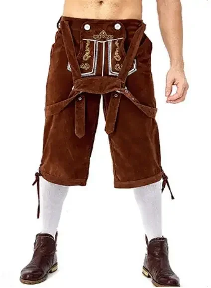 Oktoberfest Lederhanced avec bretelles et chapeau pour homme, ensemble de olympiques pour la bière, costume de cosplay d'Halloween masculin, plus SIreflective, traditionnel