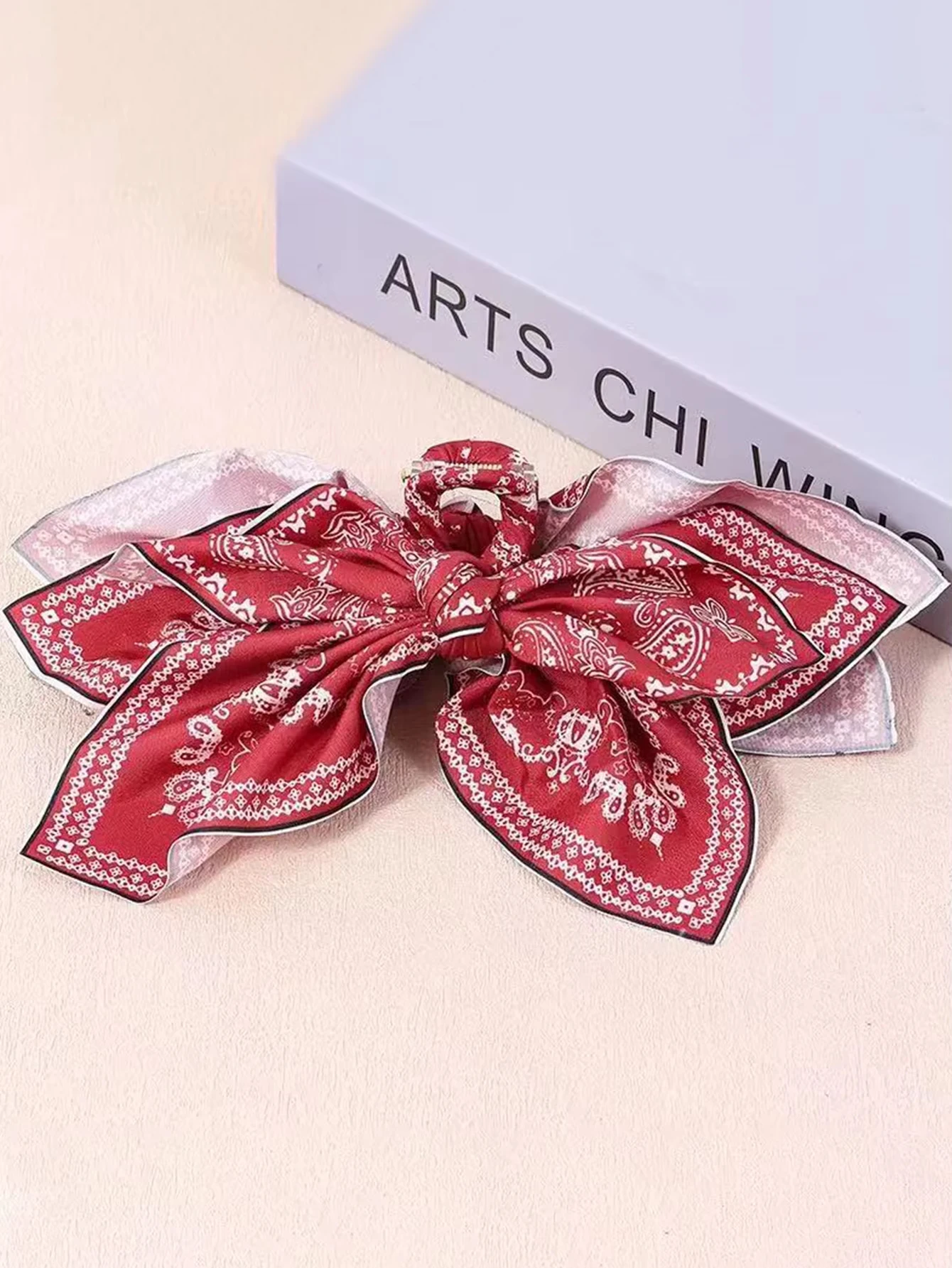 1pcs bohemian versatile unique hair clip, red cashew flower bow grab clip sweet shark clip resort ponytail clip fashion headwear image 5
