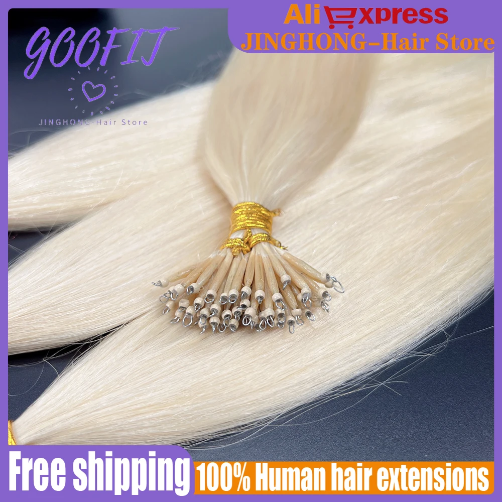 18Inches-20Inches Human Hair Extensions Tip Nano Ring 100% Remy Human Hair Extensions Micro Beads 0.5G/S 50S