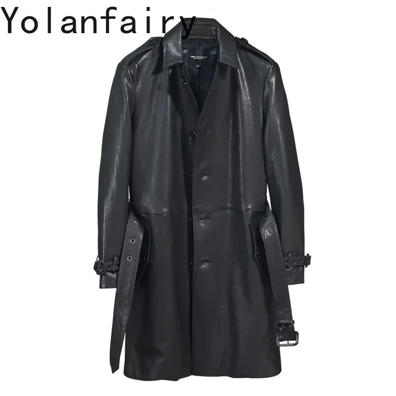 

YOLANFAIRY 2025 Autumn Real Leather Jacket Man High Quality Vegetable-tanned Natural Sheepskin Coat Leather Windbreaker Jackets