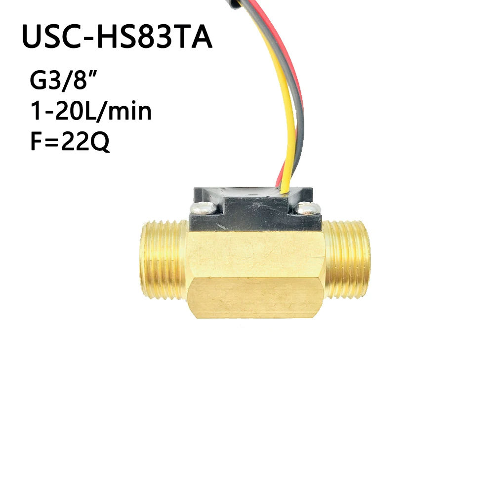 HS83TA Brass/Stainless Steel 304 Hall Effect Water Flow Sensor 1-20L/M G3/8