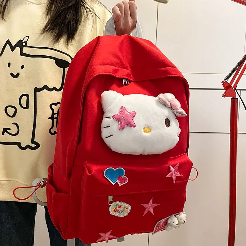 Sanrio Hello Kitty moda gwiazda torby Y2k koreańskie szkolne tornistry kobiety Kawaii plecaki estetyczne Soulder Bag