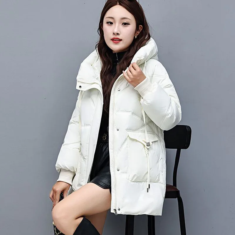 

New Winter Cotton Clothes Women's Fashion Large-sized Hooded Down Cotton Jacket Thicke Warm Female Parka Quilted Jackets Trendy