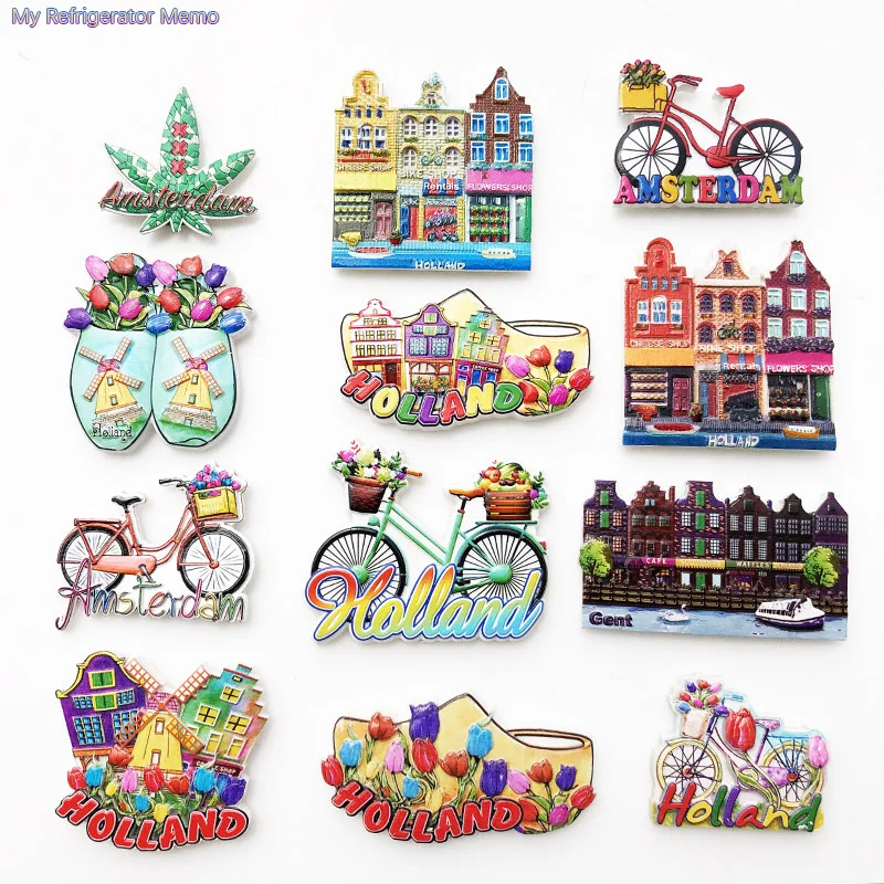 Resin Refrigerators Magnet Amsterdam Netherlands Creative Souvenirs Magnetic Refrigerator Magnet Sticker Home Decoration