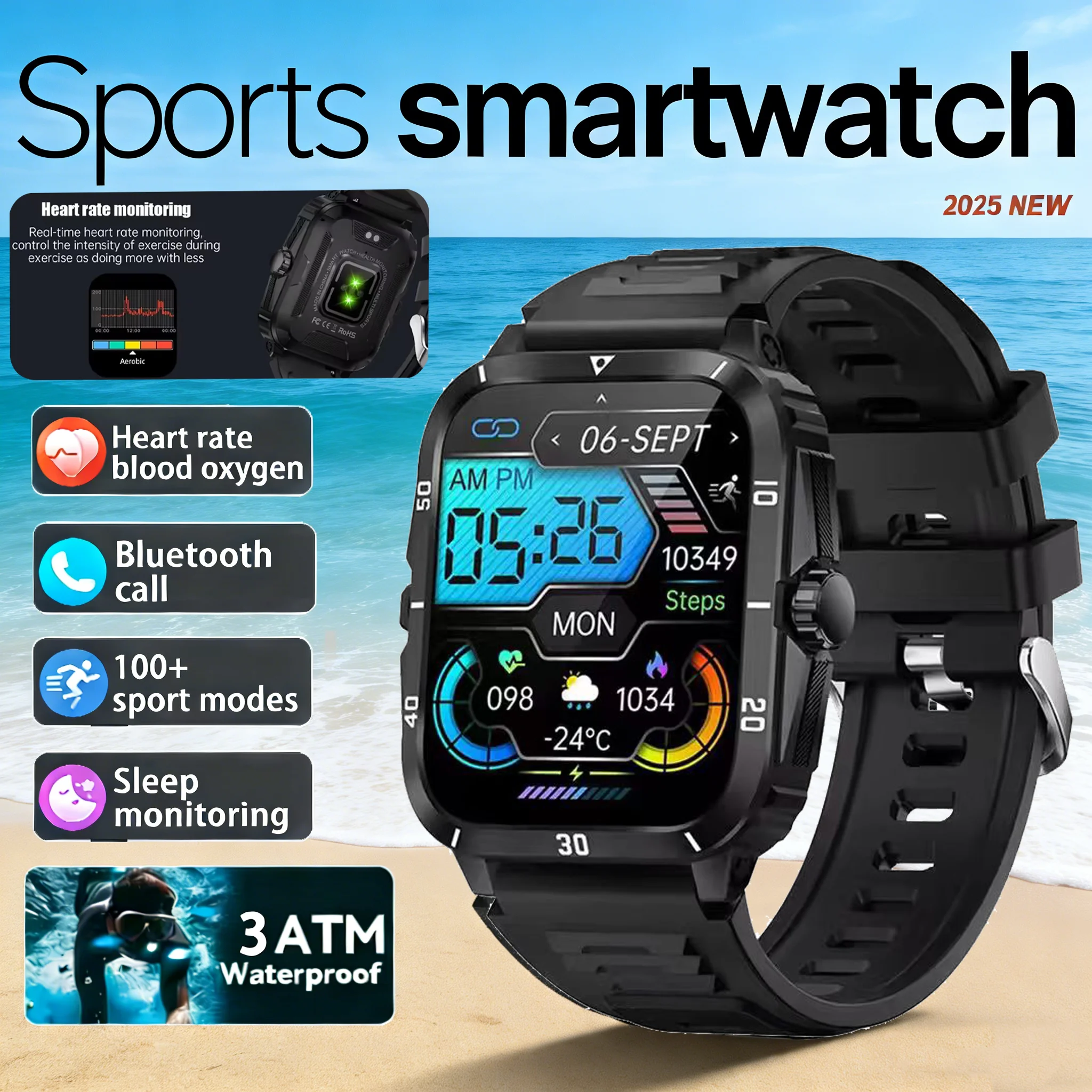 

2026 Новые T-Rex3 Военные GPS Смарт-часы Мужские 1,96-дюймовый AMOLED-экран Встроенный 3ATM Водонепроницаемые умные часы для занятий спортом на открытом воздухе