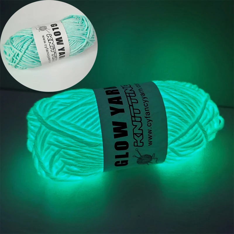 2024 Newest Functional Luminous Yarn Glow in the Dark Polyester Chunky Yarn 53m Long Knitting Wool Yarn for Crochet Sweater Hat