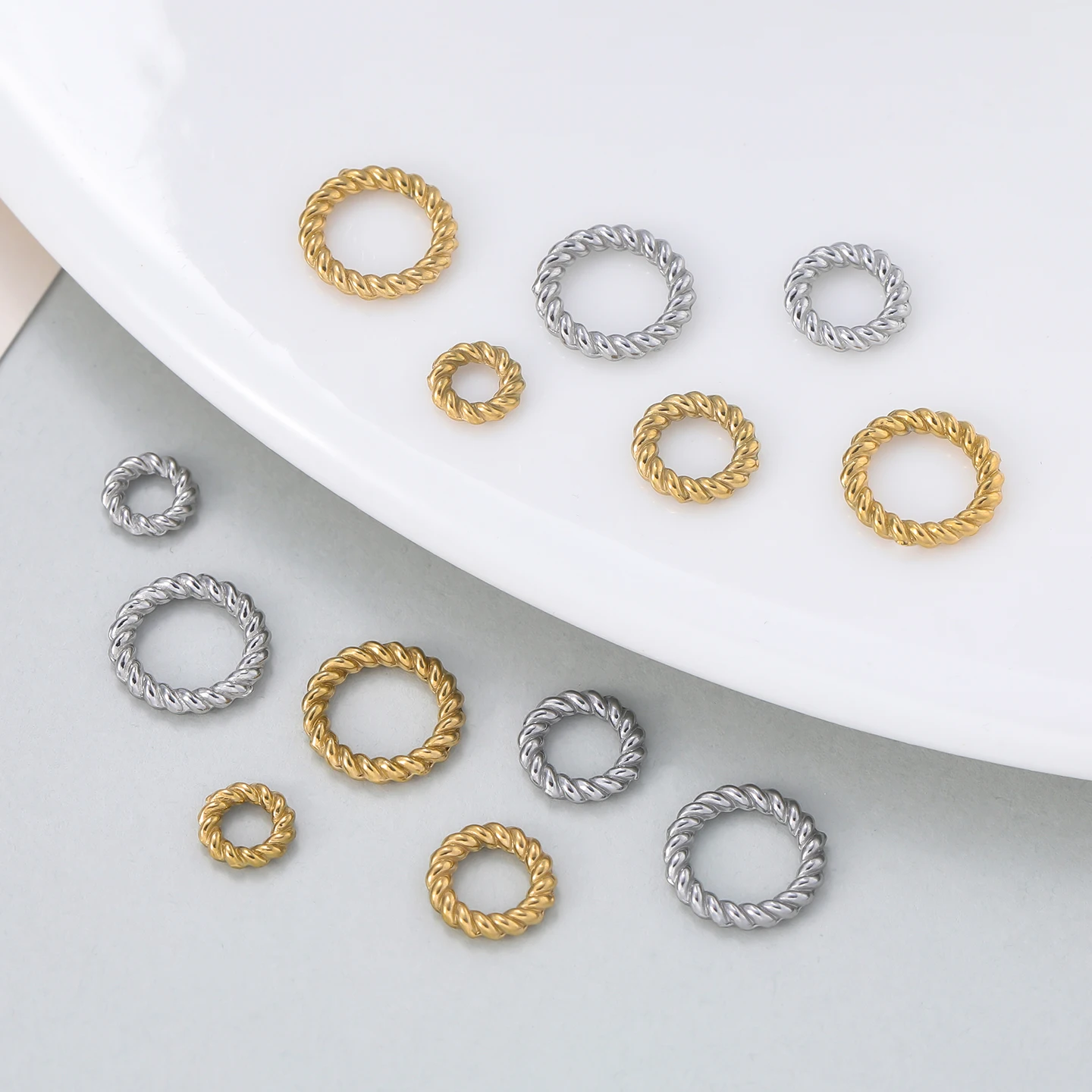 

10Pcs Stainless Steel Twist Rope Circle Connector Closed Jump Rings Split Ring For Necklace Bracelets Jewelry Making Accessories