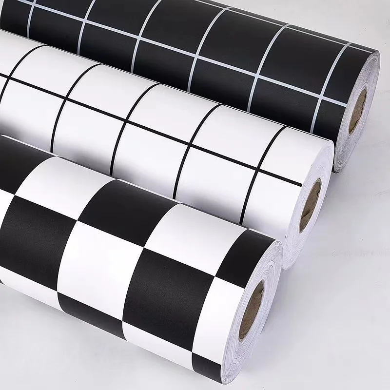 Black and White Checkered Contact Paper Decorative Self Adhesive Wallpaper Removable Peel and Stick Wallpaper for Bathroom Decor