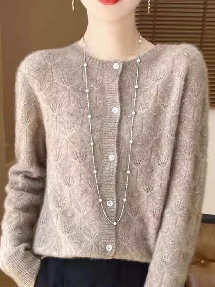 Moda de lã longa sve redonda ne oco bordado design solto emagrecimento 3d puff feminino topo commute sle