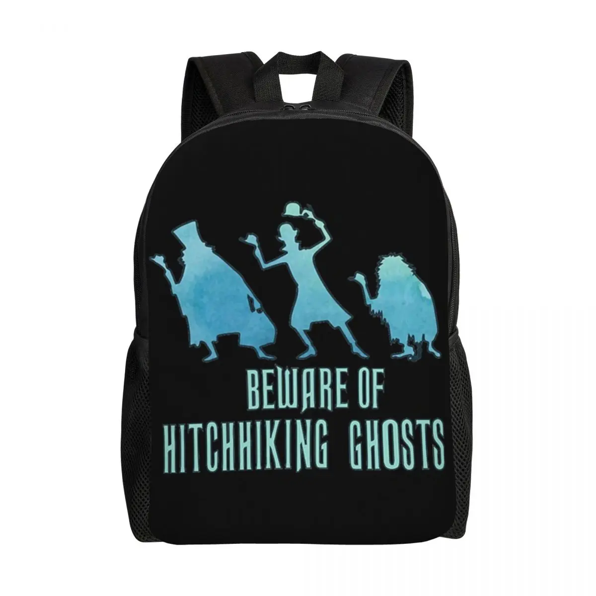 Customized Beware Of Hitchhiking Ghosts Travel Backpack School Computer Bookbag Haunted Mansion College Student Daypack Bags