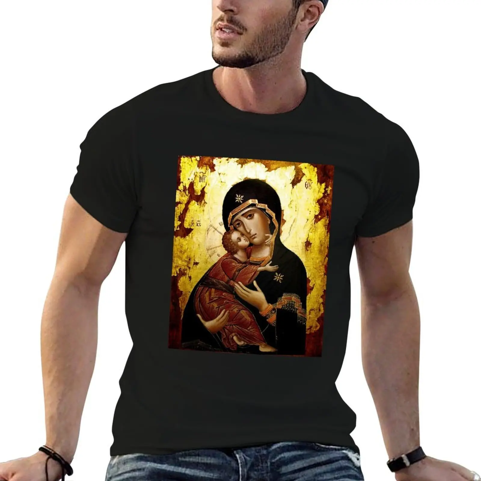 

Virgin Mary, Theotokos, Mother of God, God-bearer T-Shirt man t shirt cotton high quality essential t shirt T-Shirt
