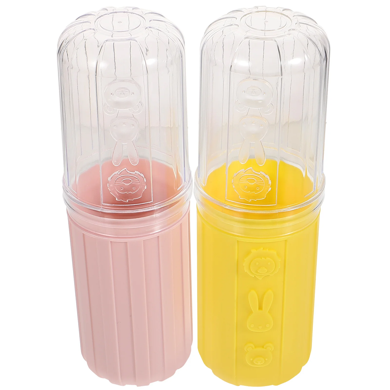 

2Pcs Toothbrush Storage Tube for Travel Multipurpose Portable Dental Organizer with Mouthwash Cup Thickened Dirtproof Case