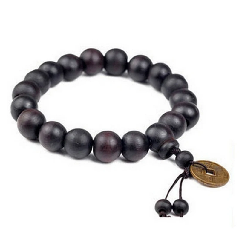 Cuentas de oración budista de Buda de madera para hombres y mujeres, pulsera de muñeca de la suerte, amuleto del Tíbet Mala, 1 unidad