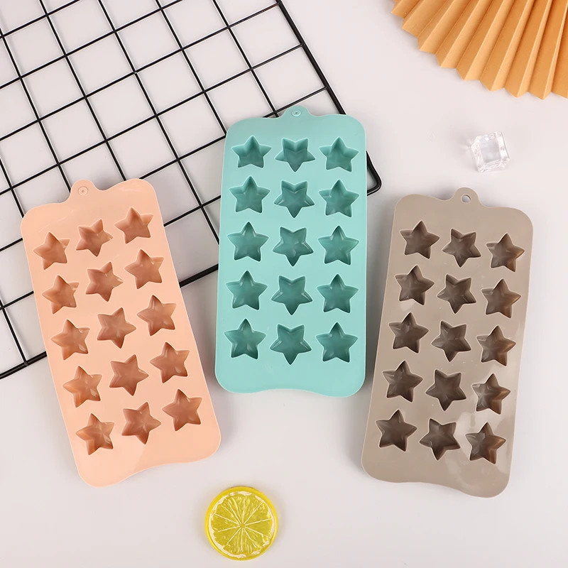 15 Cavity Five-Pointed Star Silicone Chocolate Mold Jelly Fudge Christmas Candy DIY Mold Ice Cube Cake Decoration Baking Mold