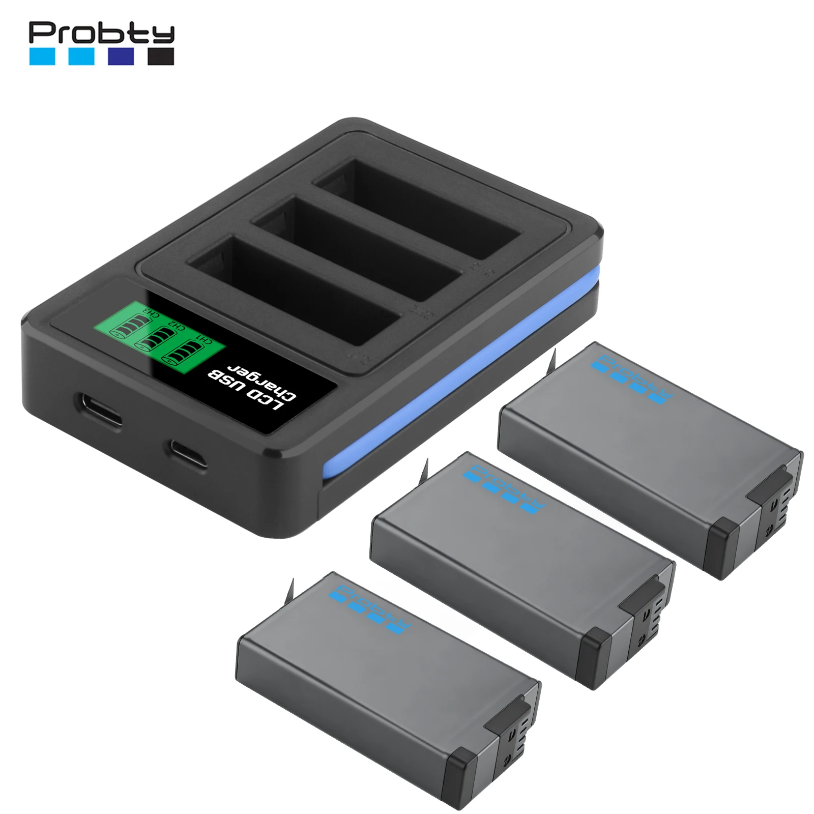 Probty 2280mAh Battery For Go Pro MAX2 Rechargeable Lithium Battery For Gopro Max 2 Action Camera Accessories
