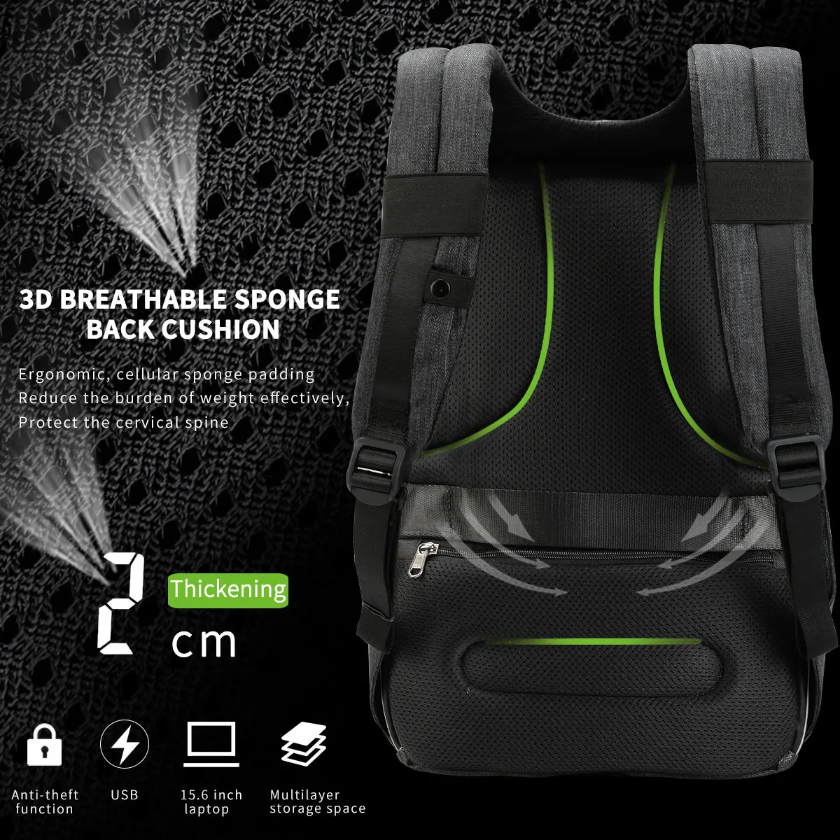 Lifetime Warranty Men Backpack Laptop Backpack 15.6inch Cut-resistant Fabric Business Backpack Bags For School Travel Backpacks