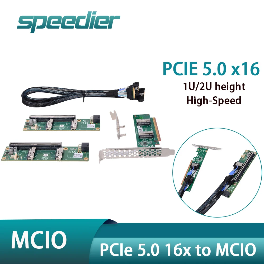 

PCIe 5.0 x16 to MCIO Backplane Single-Slot GPU Card External Expansion Board MCIO Cable for Server Accessories (1U/2U Height)