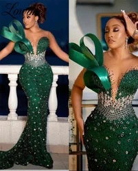 Sparkly Crystals Stone Green Bespoke Occasion Dresses Arabic African Luxury Wedding Party Dress Mermaid Birthday Evening Gowns