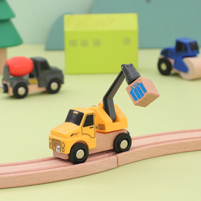 나무 바닥 다기능 자석 자동차 장면 자동차, 나무 레일 어린이 장난감과 호환 가능, W09