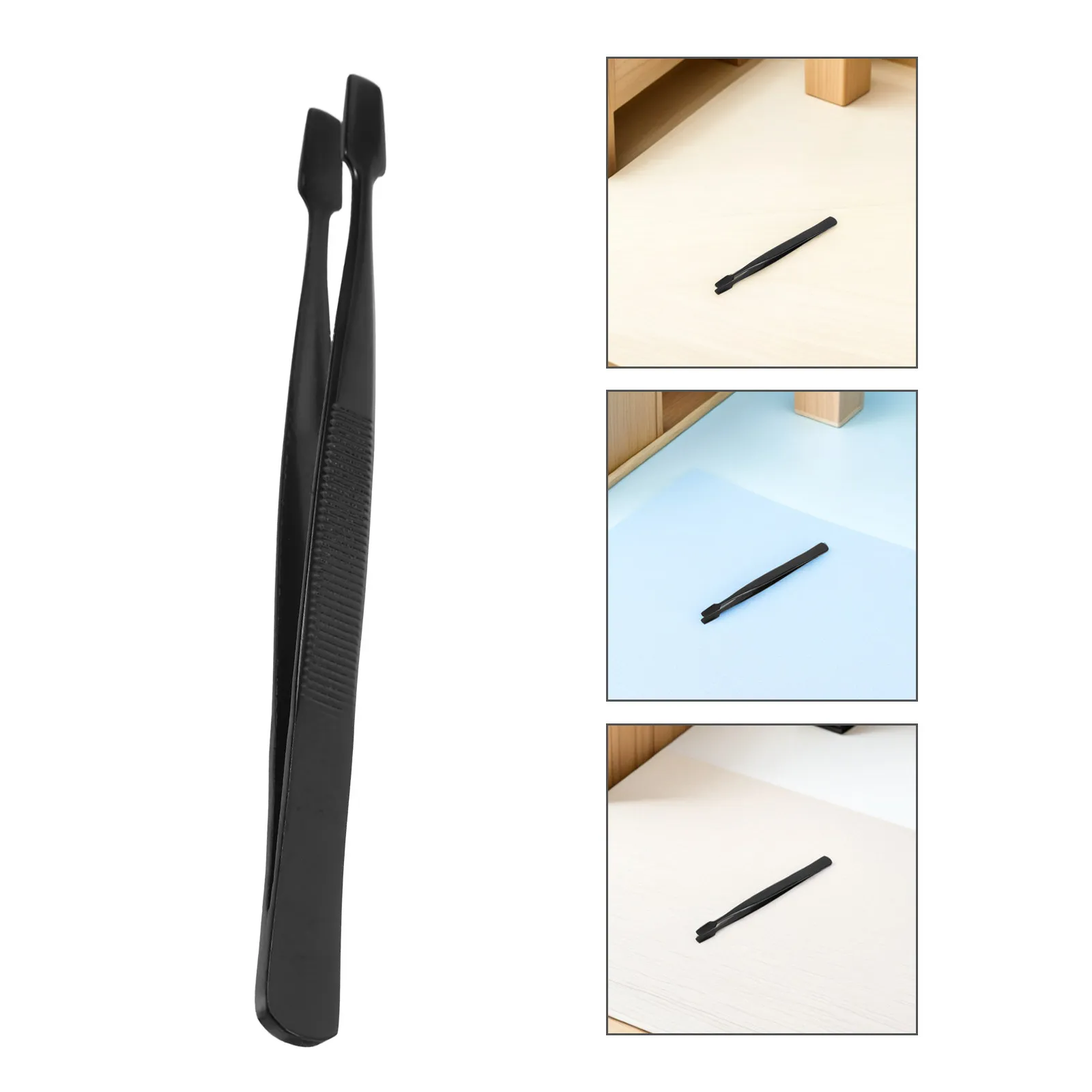 4Pcs Stamp Tweezers Straight Tip Black Stainless Steel Philatelic Tongs Precision Hobby Tools for Smooth Edge Delicate Paper and