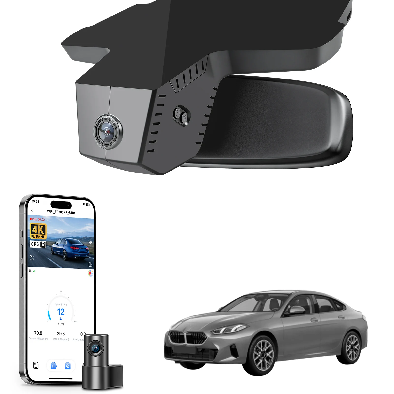 Mangoal WiFi & APP GPS 4K Dash Cam For BMW 2-Series M2 F74 G87 Dash Car Camera 2024-2027 Plug and Play DashCam