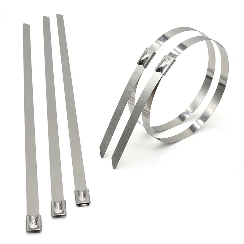 Width 7.9mm Stainless Steel Zip Tie Hand Fastening Strap Cutting Wrap Tool Zip Multi-Purpose Locking Cable Metal Zip Ties