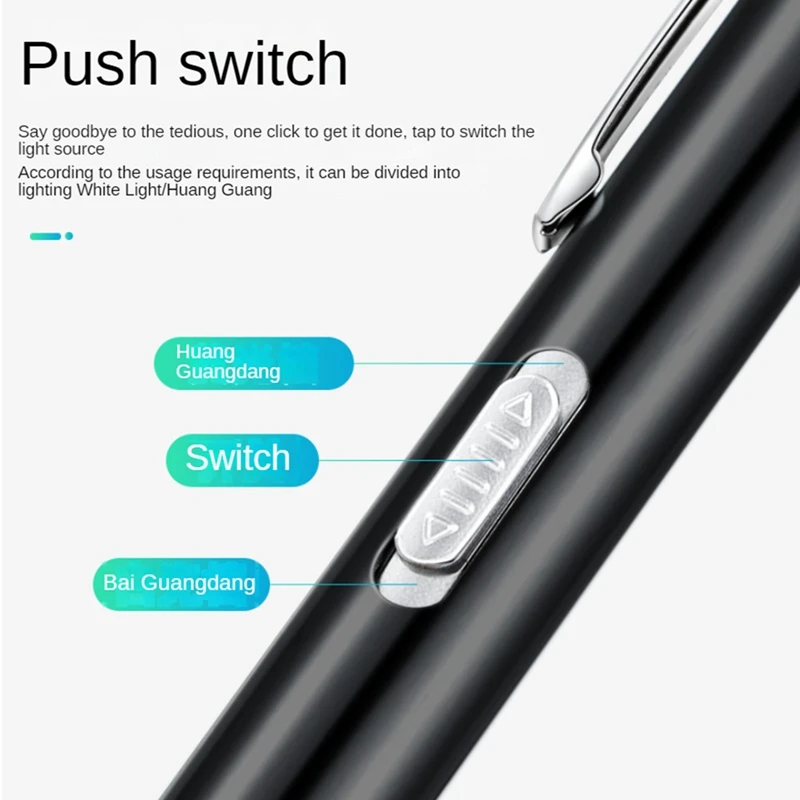 USB قابلة لإعادة الشحن قلم يدوي ، مصباح يدوي صغير للتمريض ، مصباح شعلة أسود ، مصباح يدوي LED للجيب ، قطعة واحدة