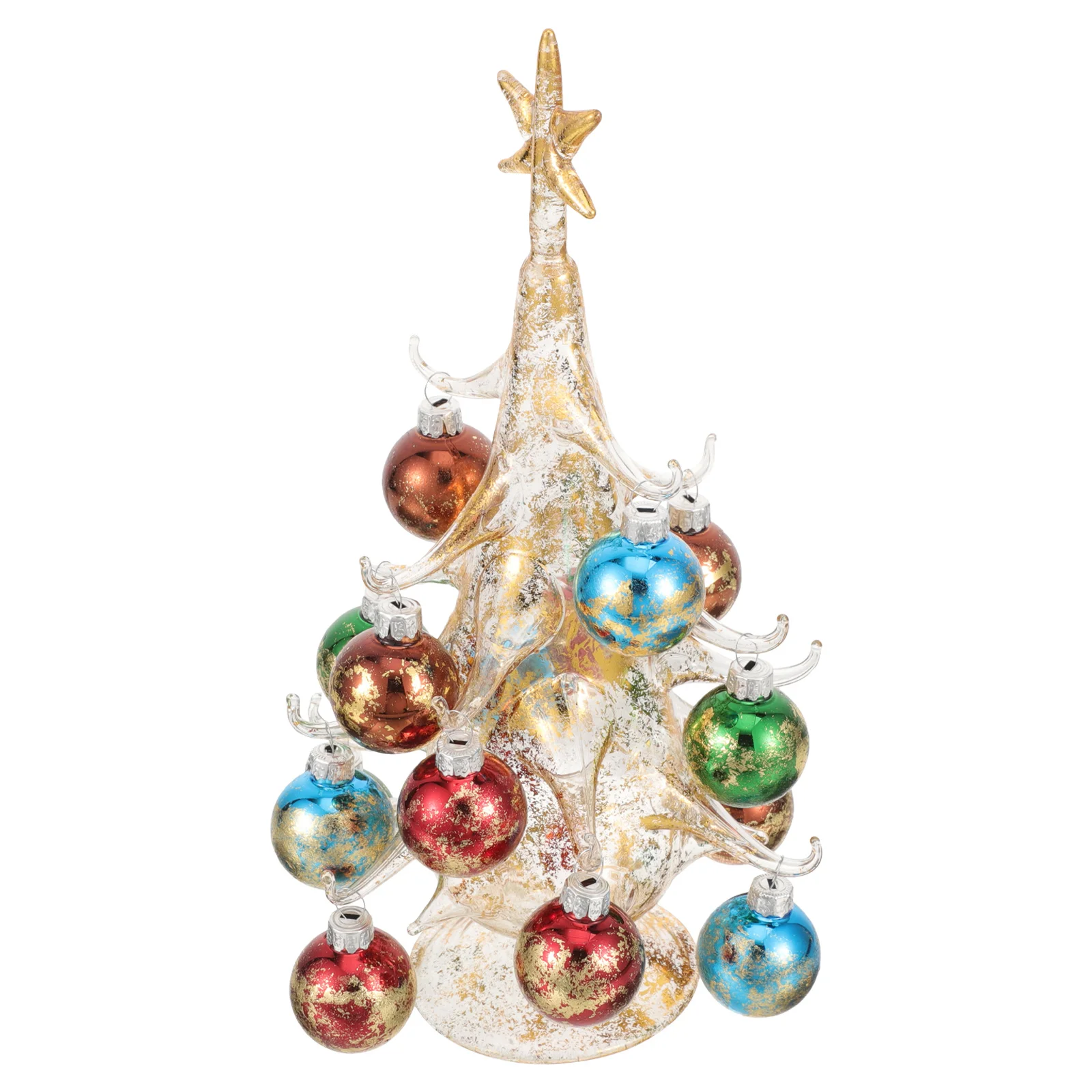 

Christmas Glass Tree Desktop Decoration Small Tabletop Xmas Party Ornament Home Office Holiday Supplies Festive Decor